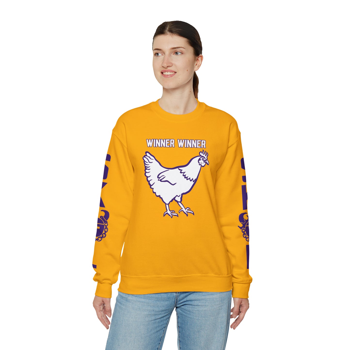Unisex Heavy Blend™ Crewneck - Winner Winner Chicken Dinner + The Original (Sleeves)