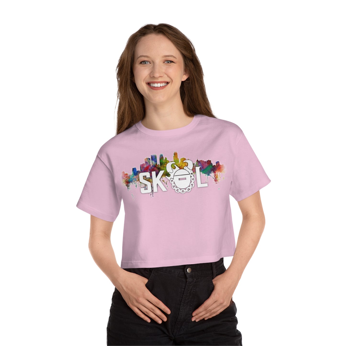 Women's Champion Heritage Cropped Top - Skyline