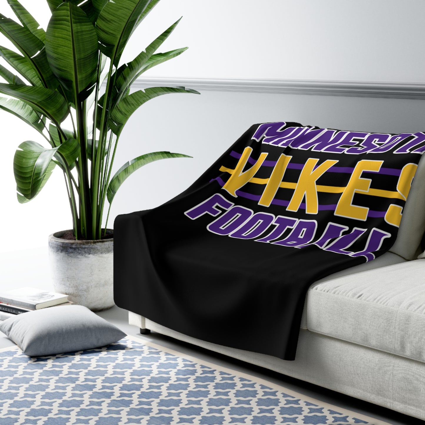Sherpa Fleece Blanket - Black - Vikes Football
