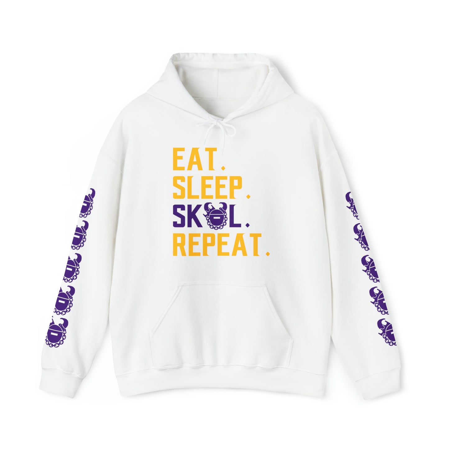 Unisex Heavy Blend™ Hooded Sweatshirt - Eat. Sleep. Repeat. + Game Day Helmet (Sleeves)