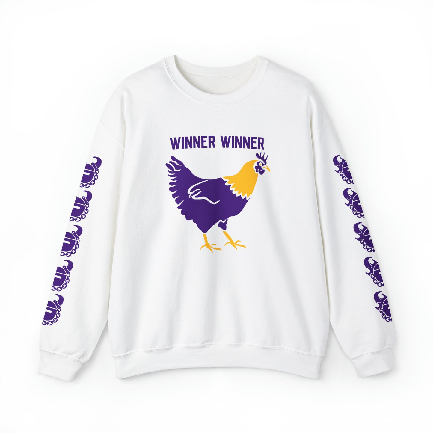 Unisex Heavy Blend™ Crewneck - Winner Winner Chicken Dinner + Game Day Helmet (Sleeves)