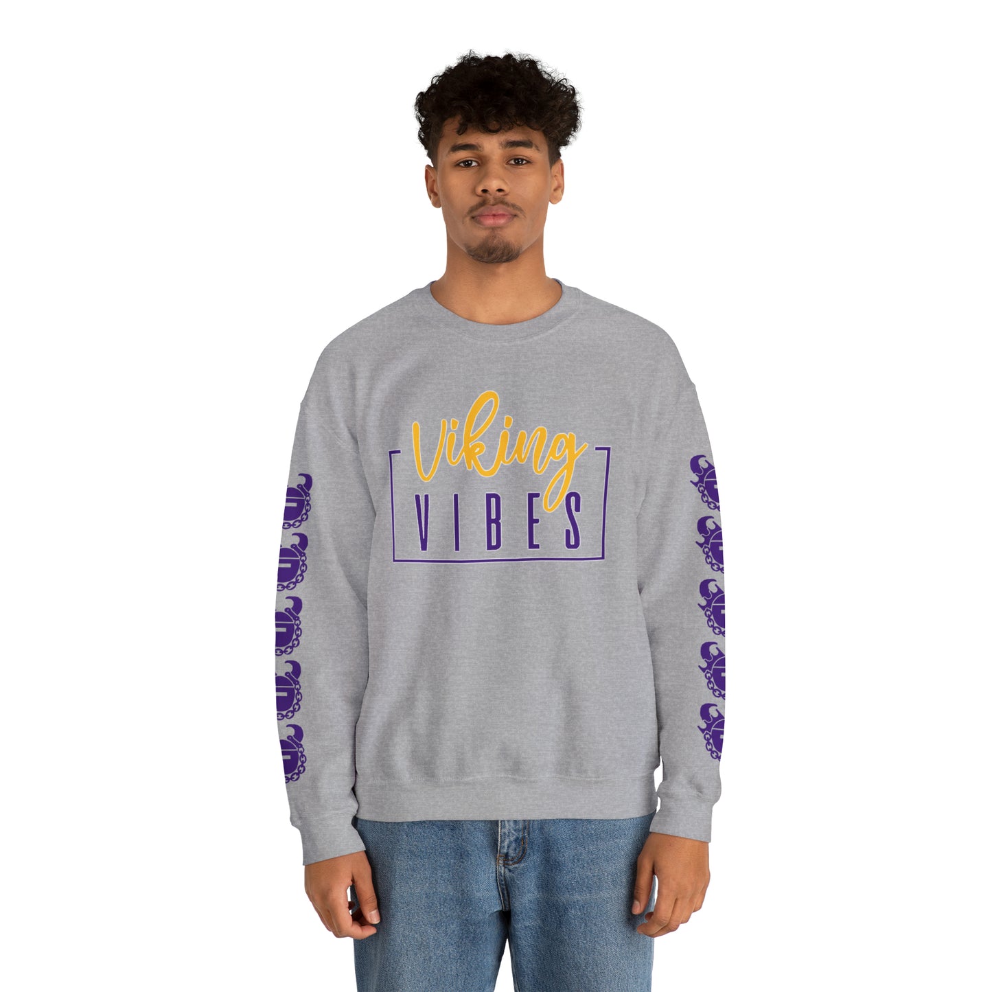 Unisex Heavy Blend™ Crewneck - Vibes + Game Day Helmet (Sleeves)