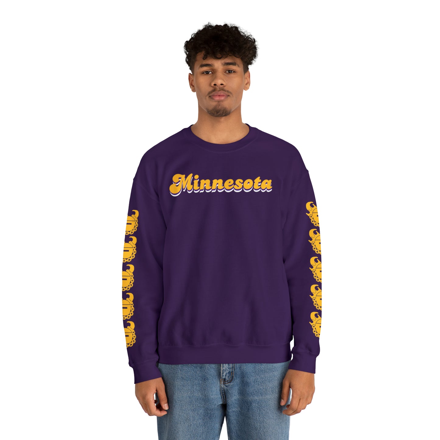 Unisex Heavy Blend™ Crewneck - Minnesota (Retro) + Game Day Helmet (Sleeves)
