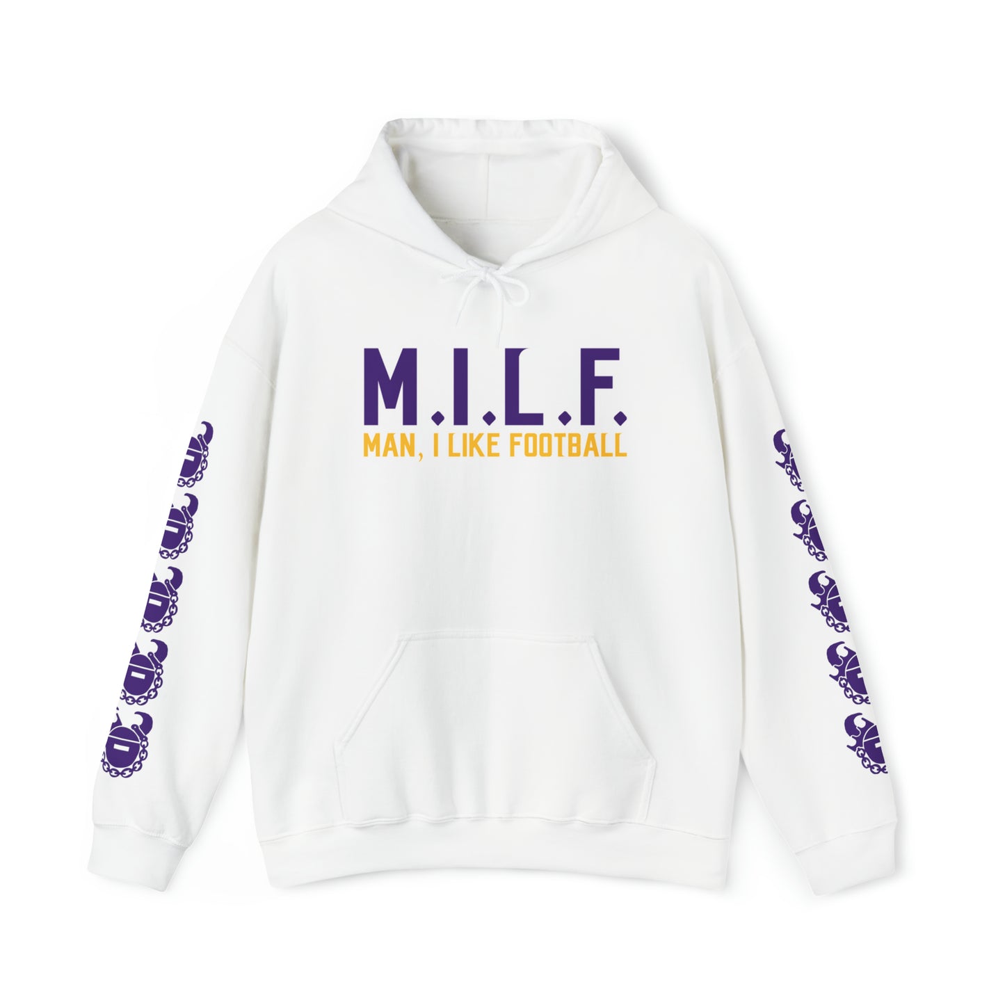 Unisex Heavy Blend™ Hooded Sweatshirt - M.I.L.F. + Game Day Helmet (Sleeves)