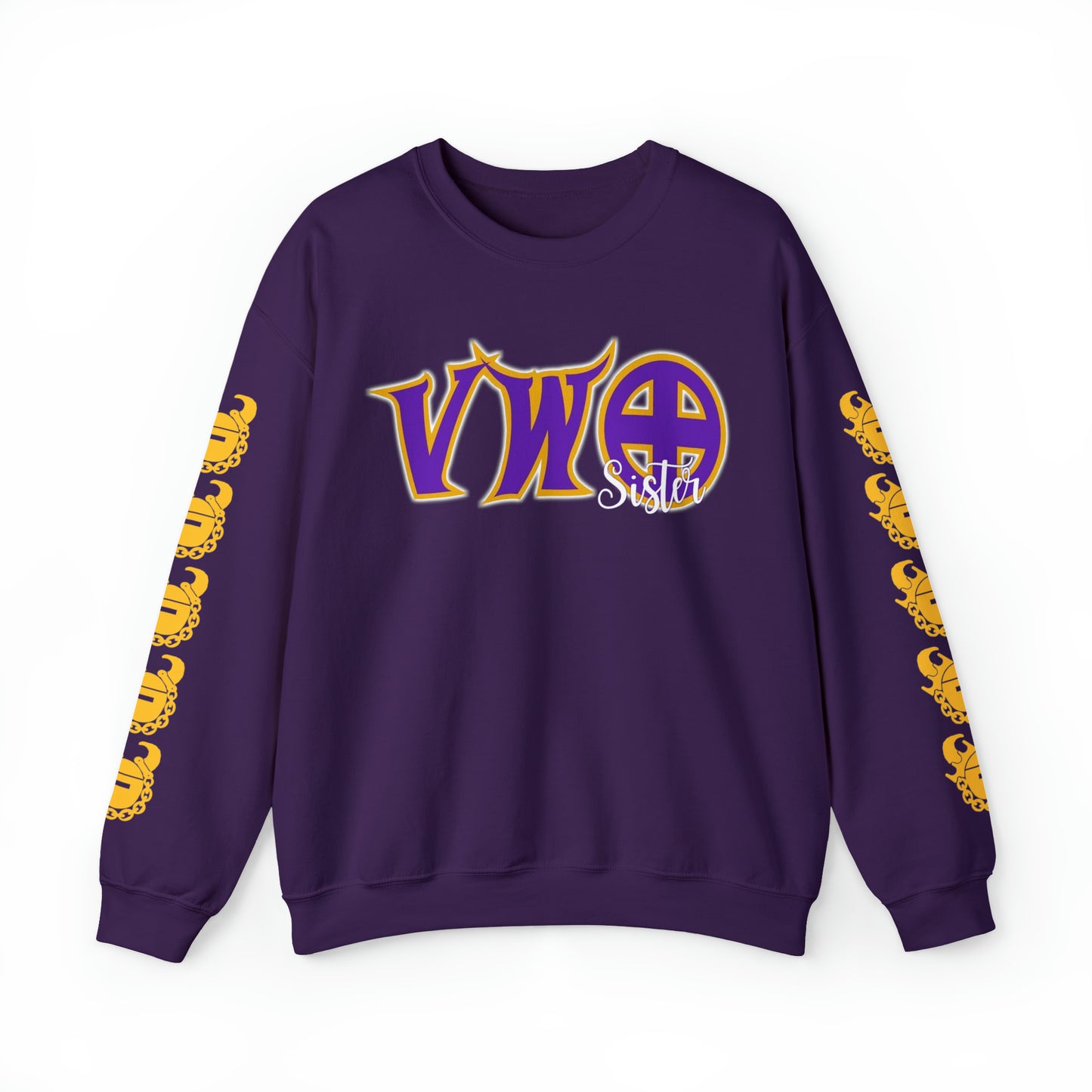 Unisex Heavy Blend™ Crewneck - VWO Sister + Game Day Helmet (Sleeves)