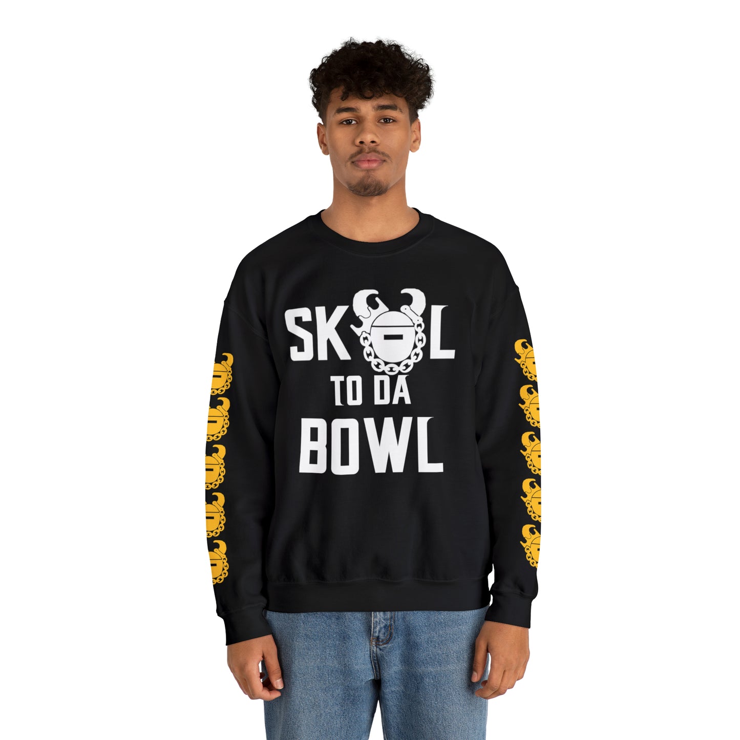 Unisex Heavy Blend™ Crewneck - to da BOWL + Game Day Helmet (Sleeves)