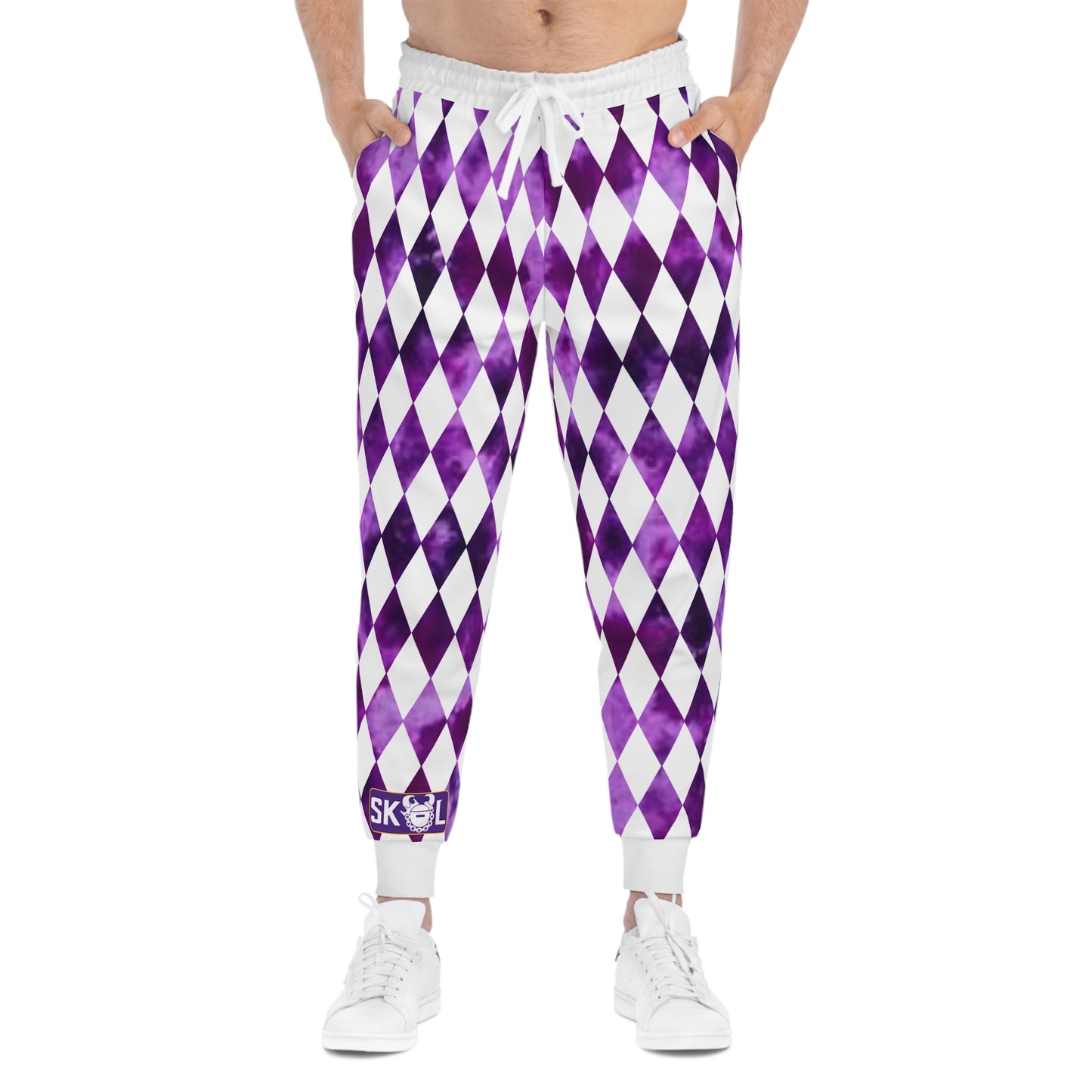 Unisex Athletic Joggers - Purple Tie-Dye/Diamonds