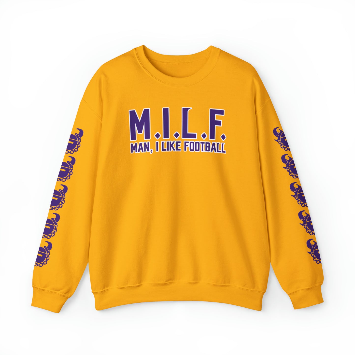Unisex Heavy Blend™ Crewneck - M.I.L.F + Game Day Helmet (Sleeves)