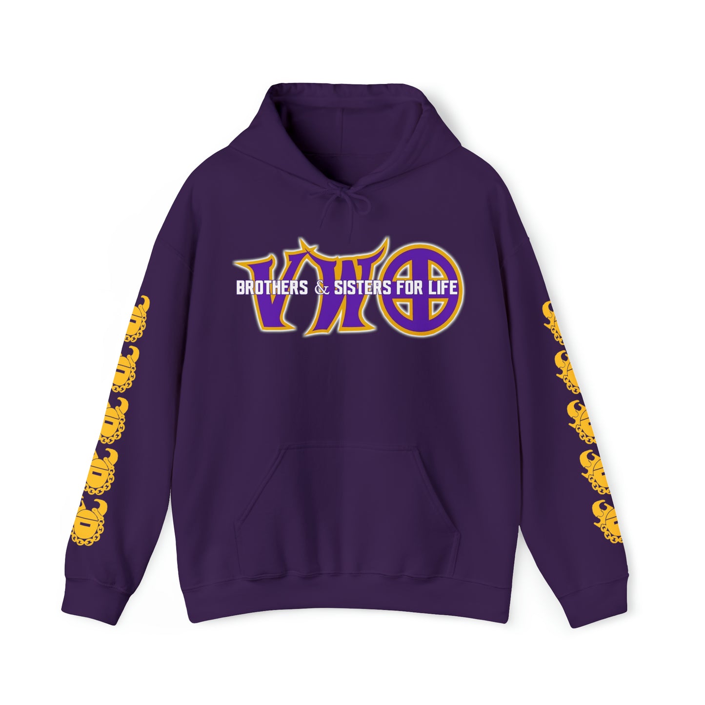 Unisex Heavy Blend™ Hooded Sweatshirt - VWO Brothers & Sisters + Game Day Helmet (Sleeves)