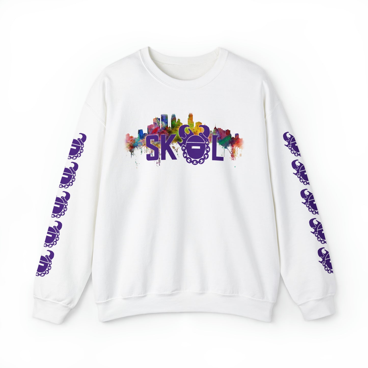 Unisex Heavy Blend™ Crewneck - Skyline + Game Day Helmet (Sleeves)