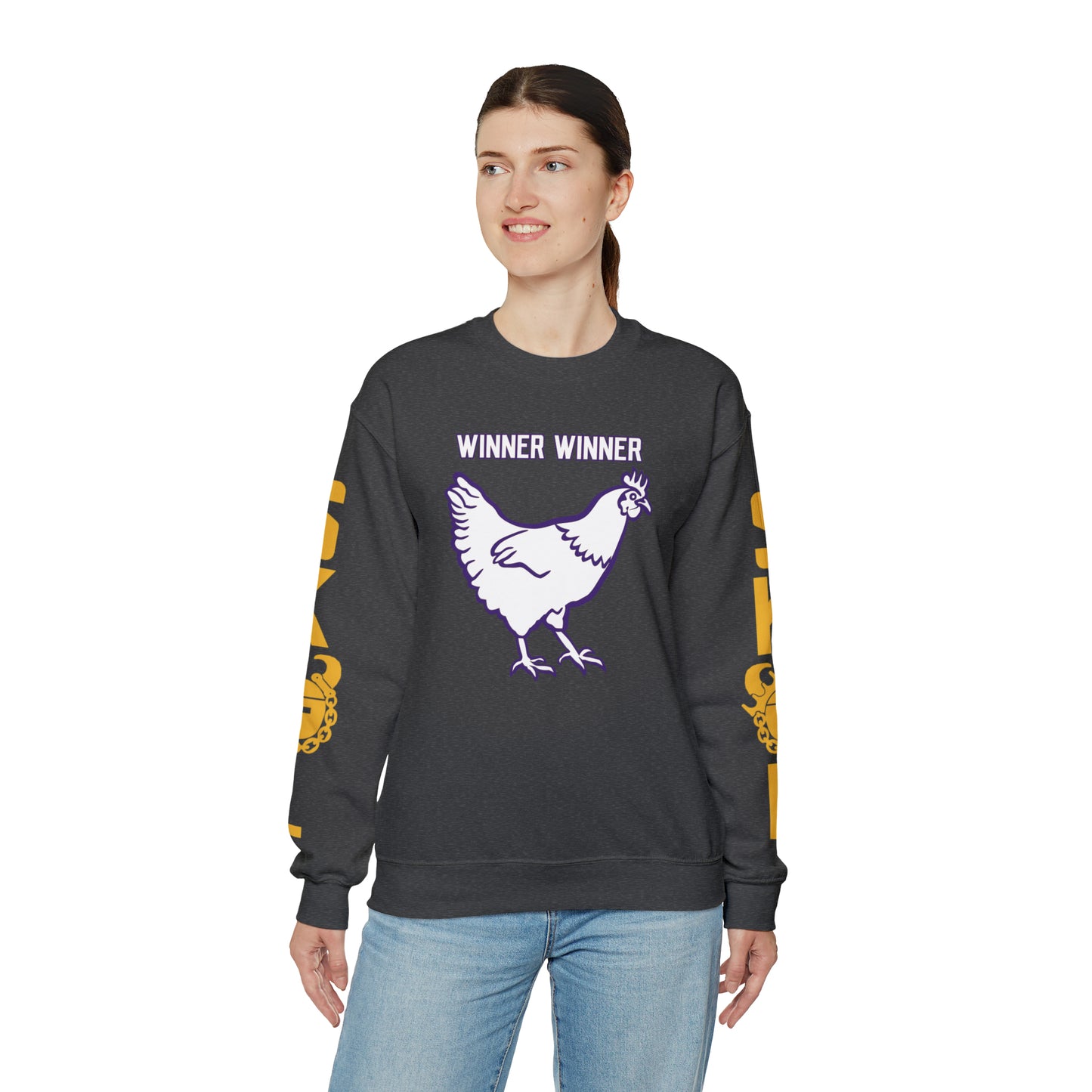 Unisex Heavy Blend™ Crewneck - Winner Winner Chicken Dinner + The Original (Sleeves)