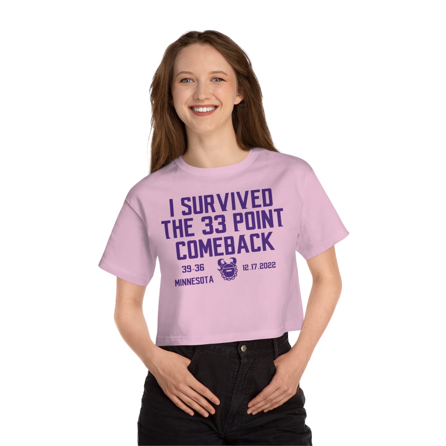 Women's Champion Heritage Cropped Top - Survived the 33 Point Comeback