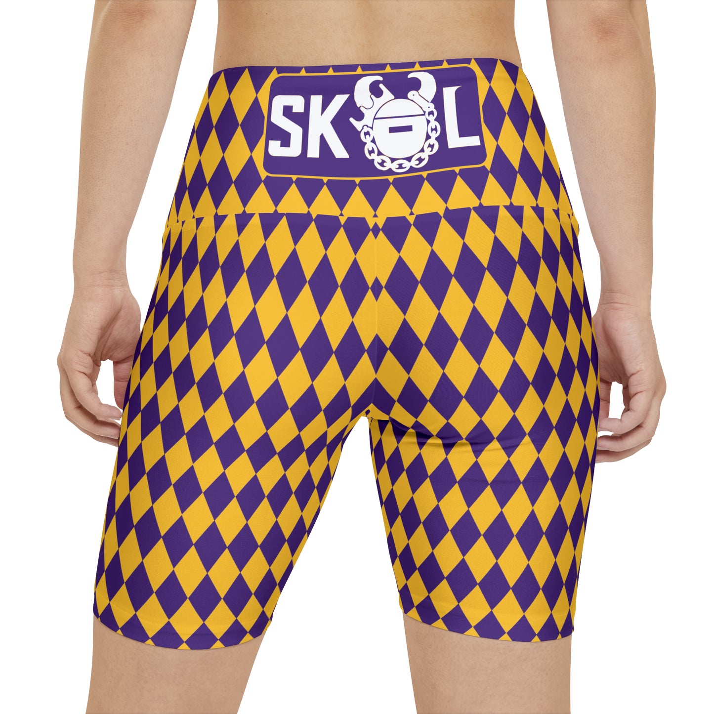 Women's Workout Shorts - Purple/Gold Diamonds