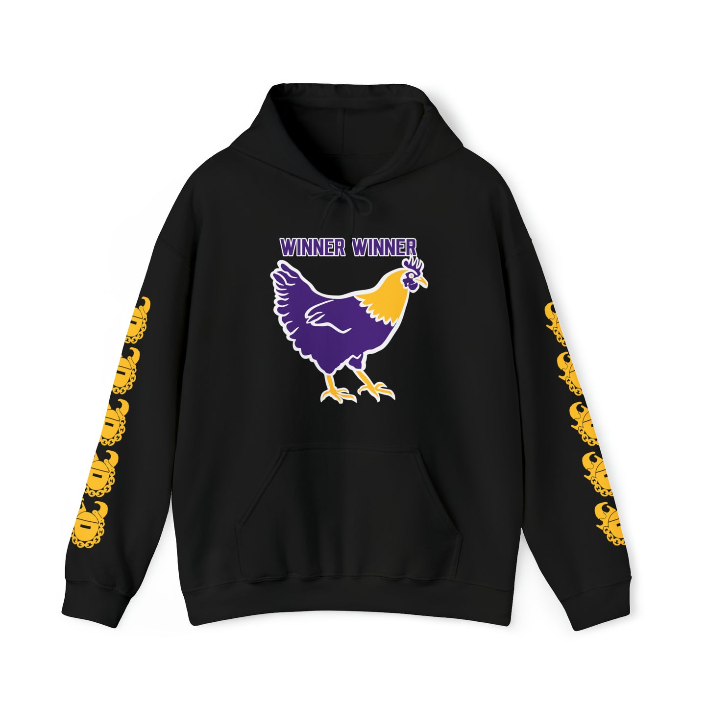 Unisex Heavy Blend™ Hooded Sweatshirt - Winner Winner Chicken Dinner + Game Day Helmet (Sleeves)