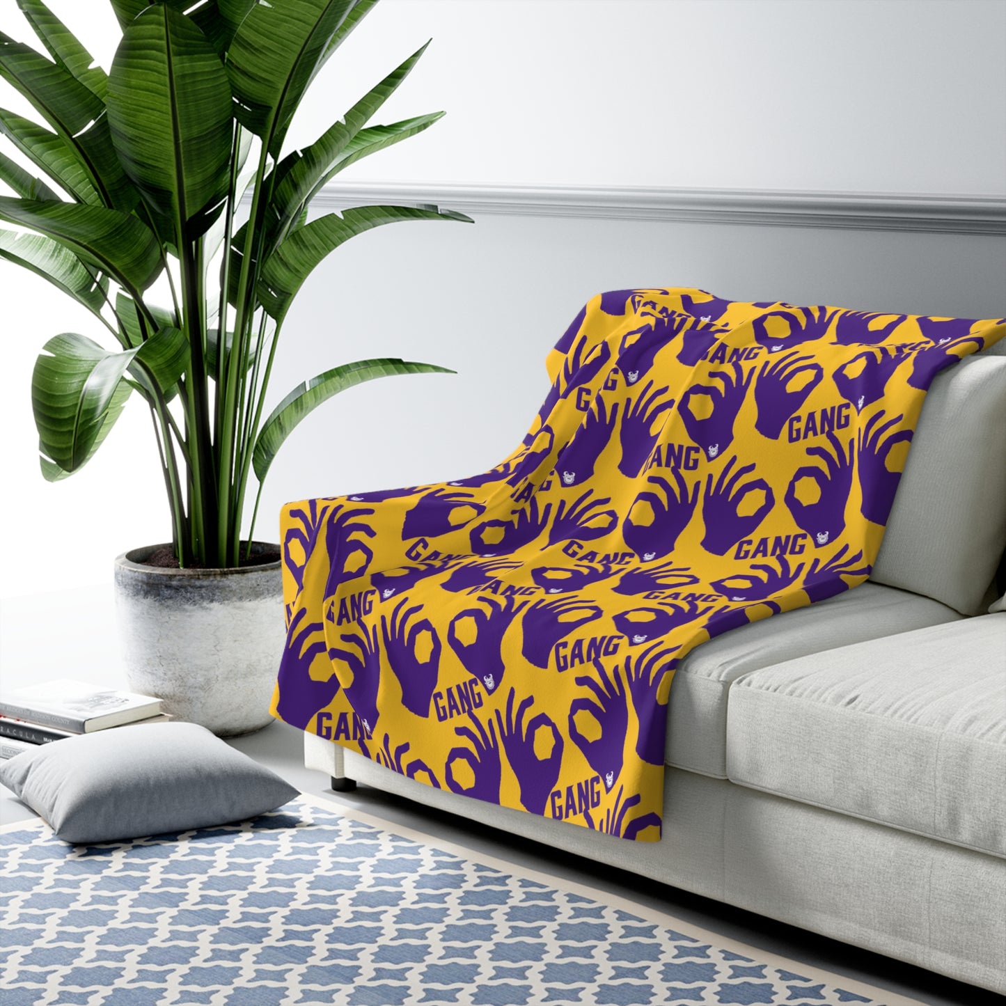 Sherpa Fleece Blanket - Gold/Purple - Griddy Gang