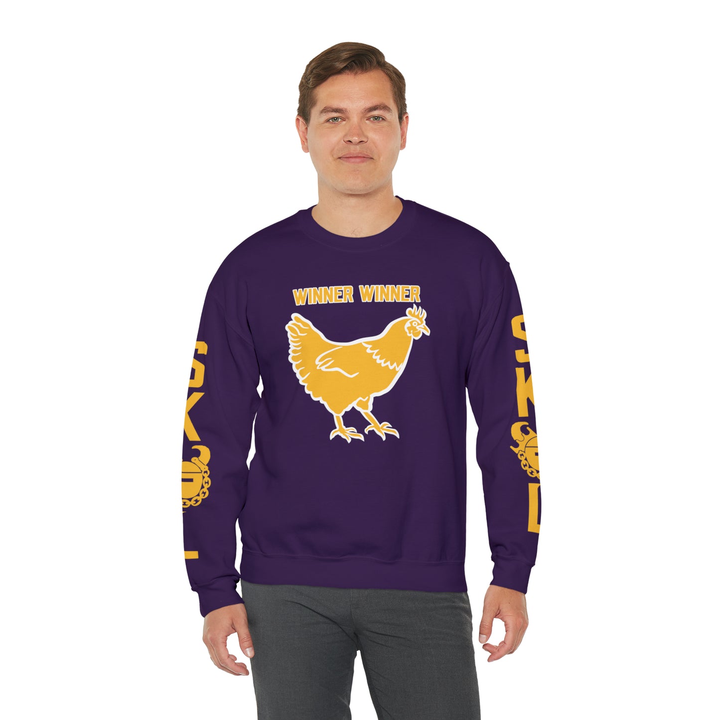 Unisex Heavy Blend™ Crewneck - Winner Winner Chicken Dinner + The Original (Sleeves)