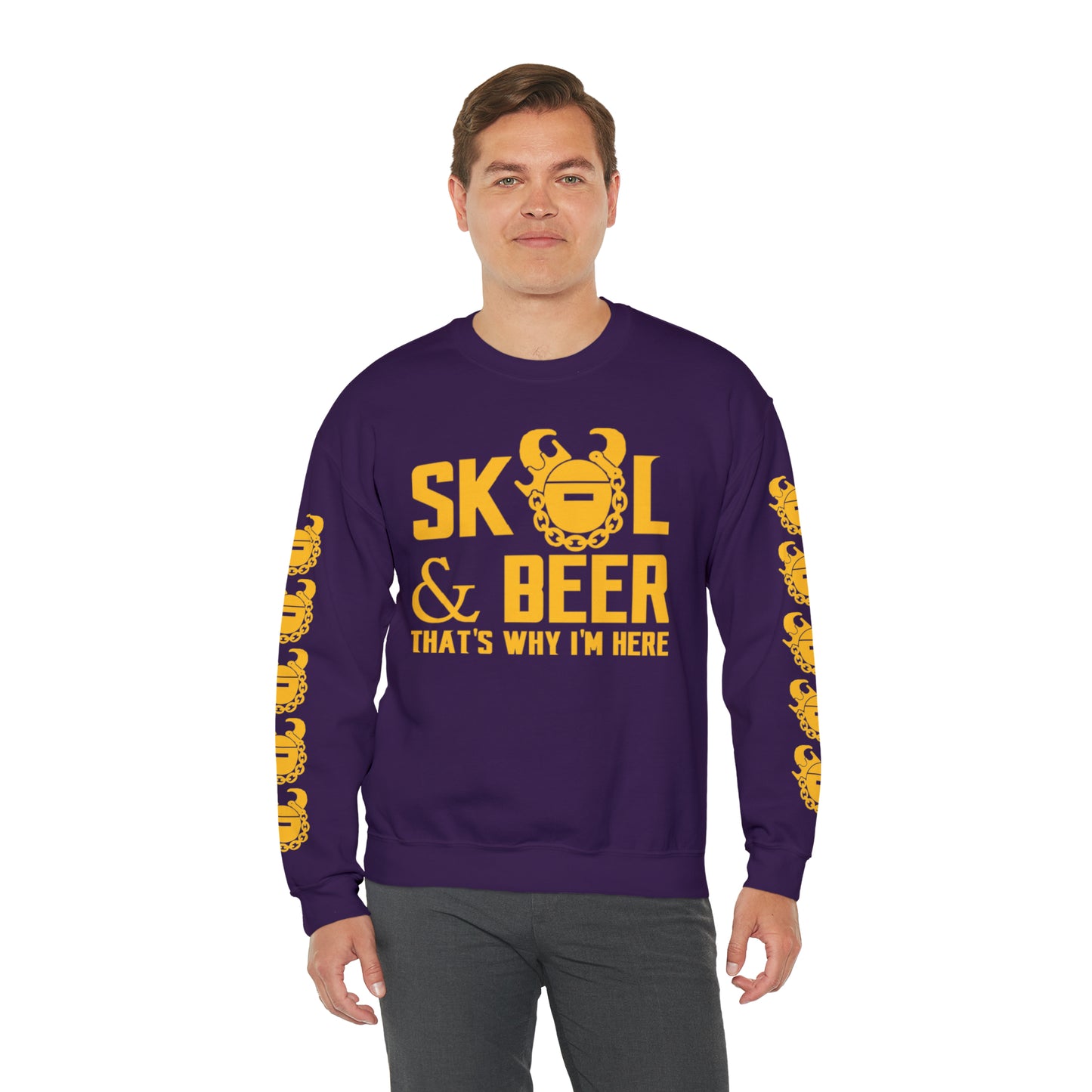 Unisex Heavy Blend™ Crewneck - & BEER + Game Day Helmet (Sleeves)