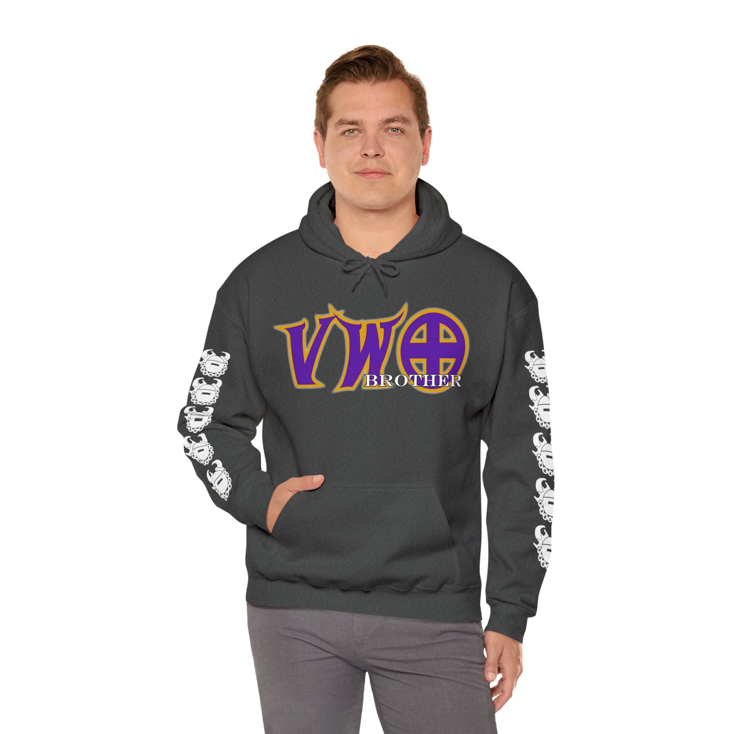 Unisex Heavy Blend™ Hooded Sweatshirt - VWO Brother + Game Day Helmet (Sleeves)