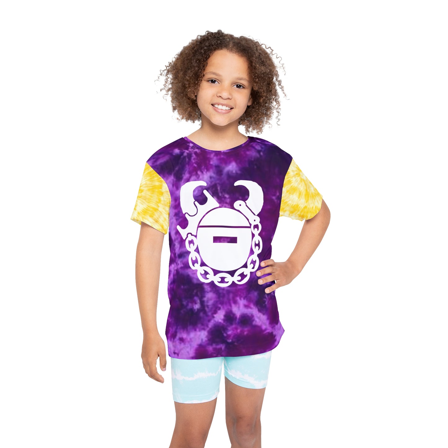 Kids Sports Jersey (Purple/Gold Tie-Dye) - Game Day Helmet