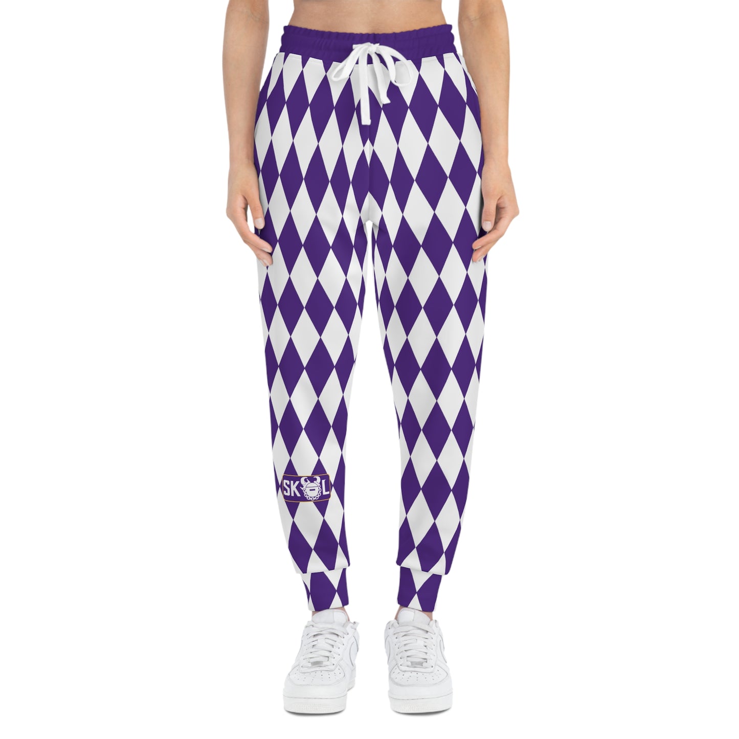 Unisex Athletic Joggers - Purple/White Diamonds