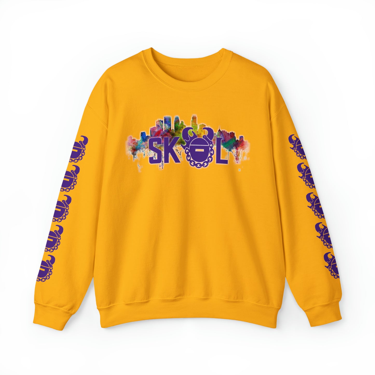 Unisex Heavy Blend™ Crewneck - Skyline + Game Day Helmet (Sleeves)