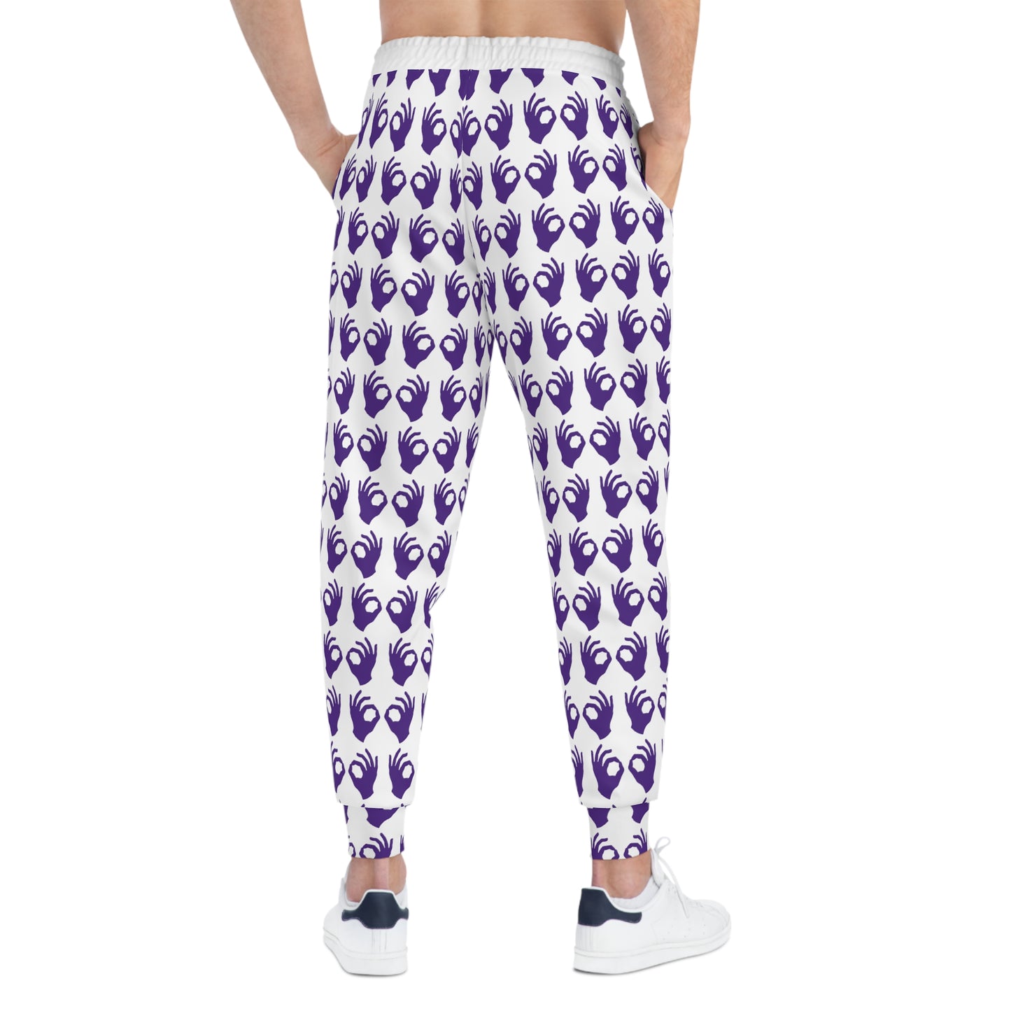 Unisex Athletic Joggers - White/Purple - Griddy