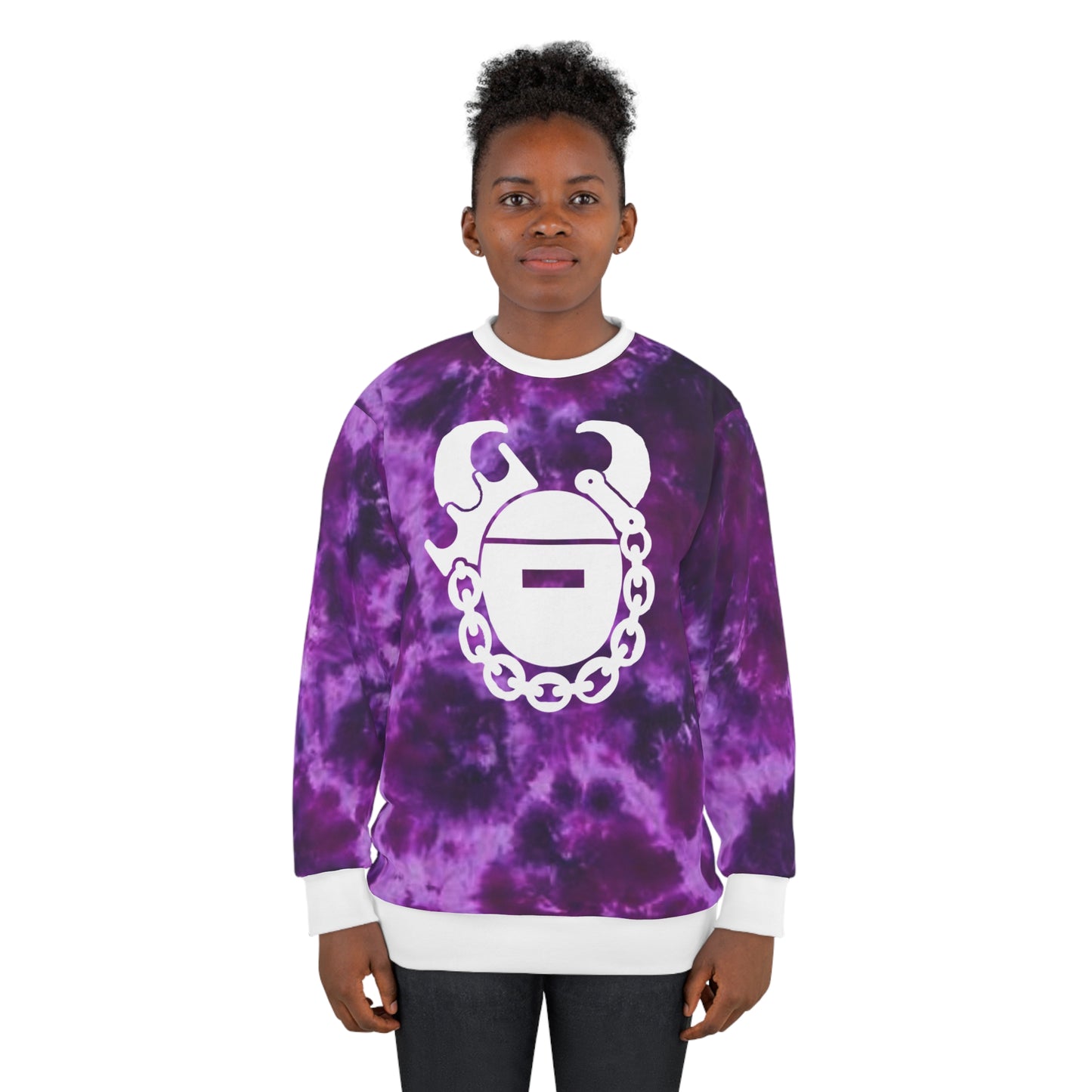 Unisex Crewneck - Purple Tie-Dye - Game Day Helmet