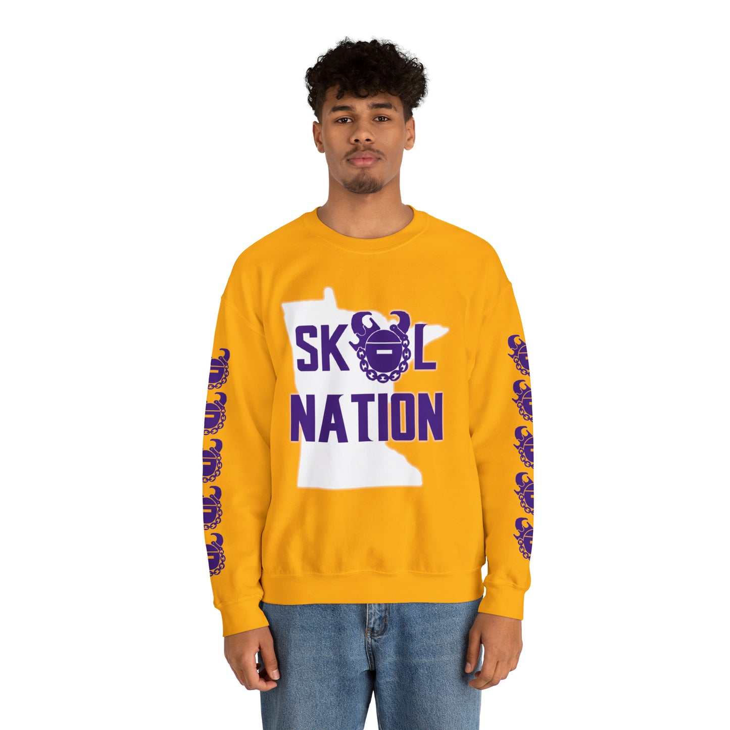 Unisex Heavy Blend™ Crewneck - MN Nation + Game Day Helmet (Sleeves)