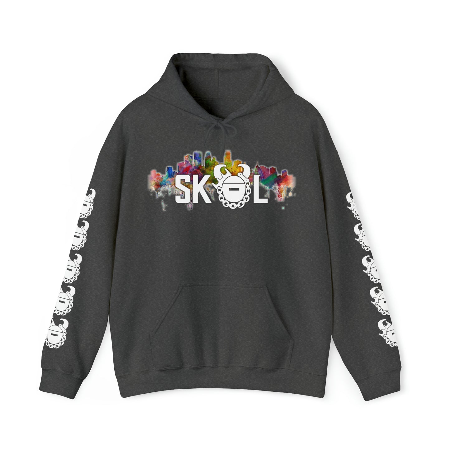 Unisex Heavy Blend™ Hooded Sweatshirt - Skyline + Game Day Helmet (Sleeves)