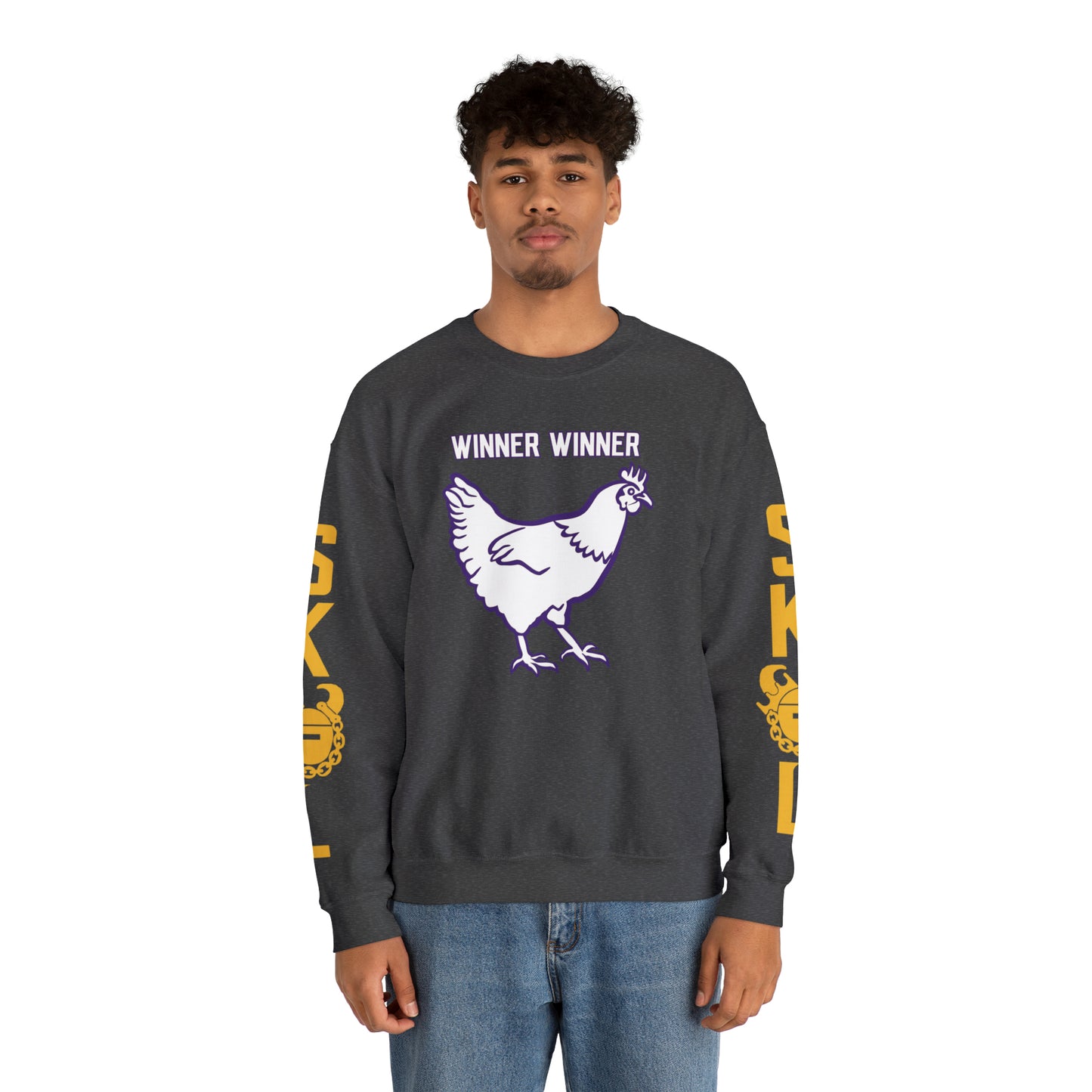 Unisex Heavy Blend™ Crewneck - Winner Winner Chicken Dinner + The Original (Sleeves)