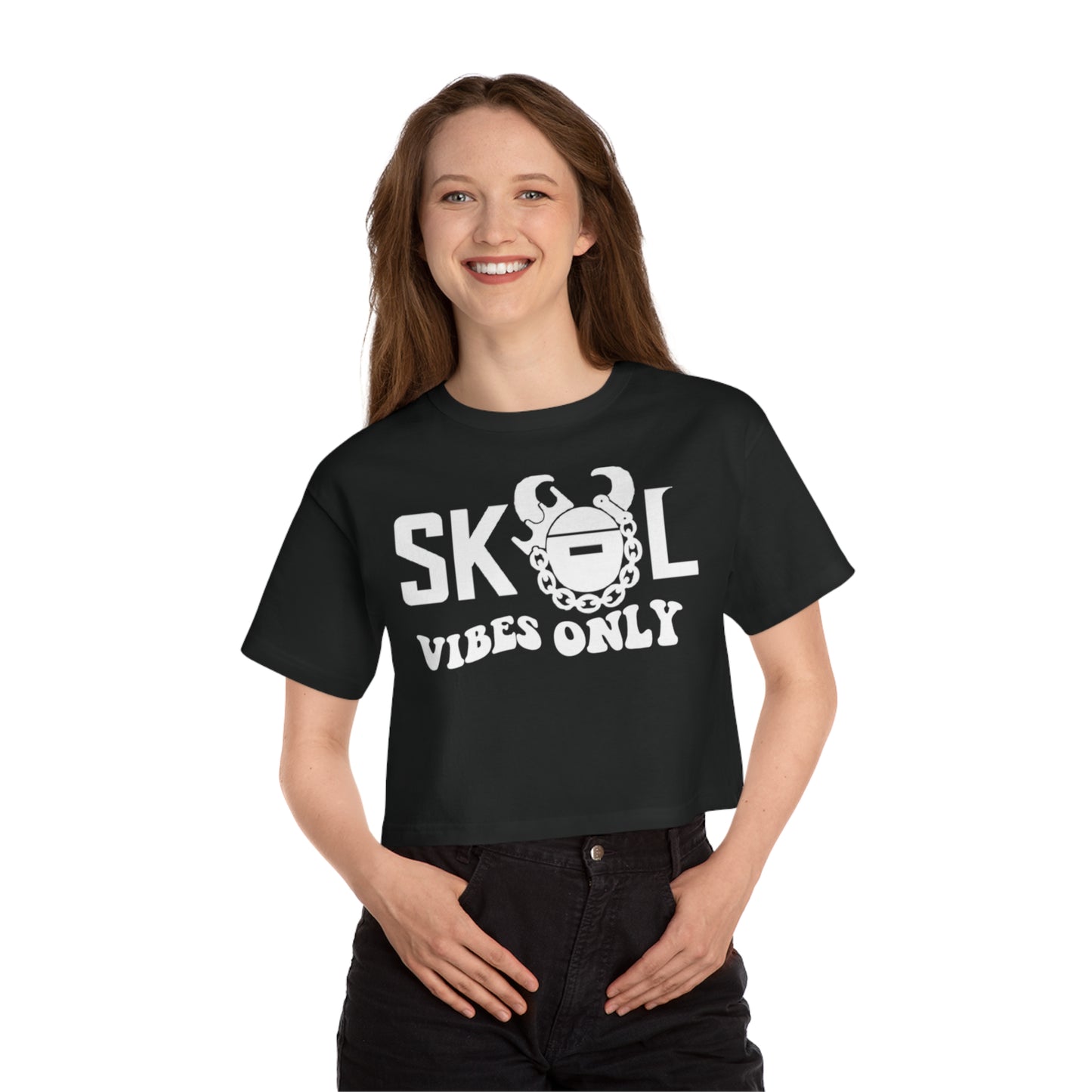 Women's Champion Heritage Cropped Top - Good Vibes Only
