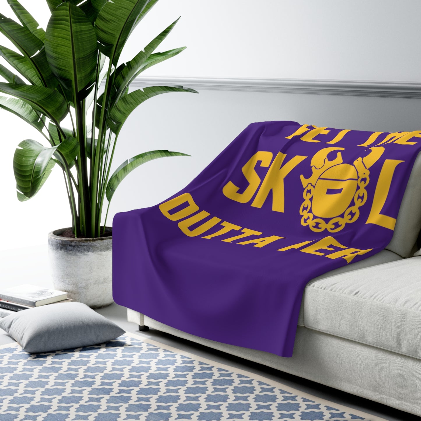 Sherpa Fleece Blanket - Purple/Gold - Get OUTTA Here