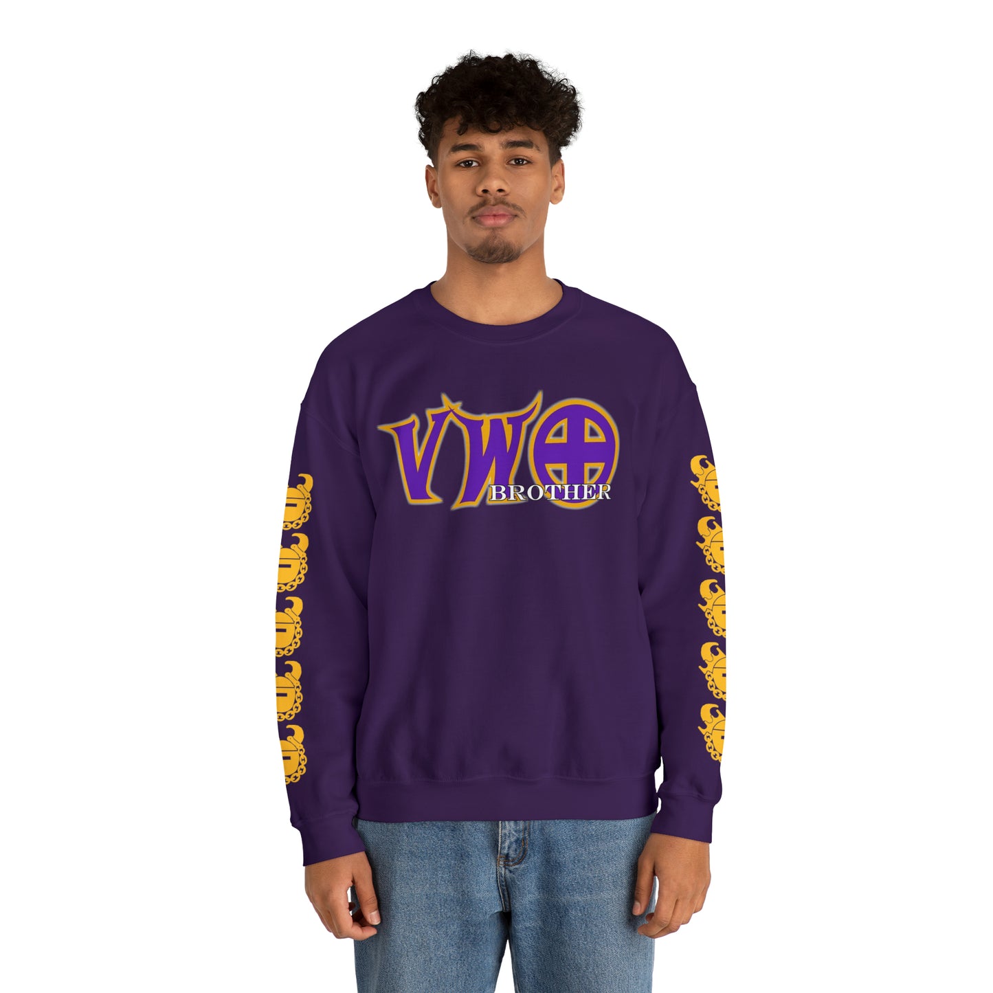 Unisex Heavy Blend™ Crewneck - VWO Brother + Game Day Helmet (Sleeves)