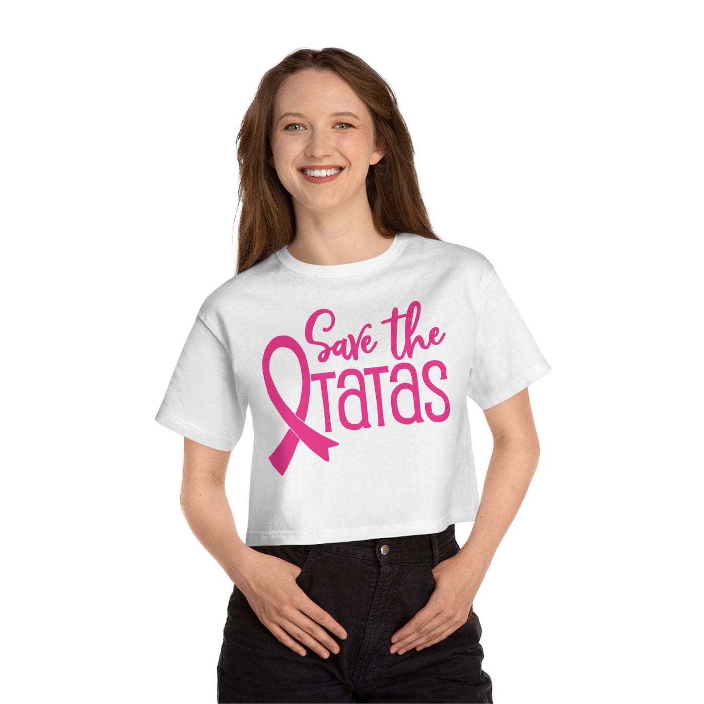 Women's Champion Heritage Cropped Top - Save the TaTas
