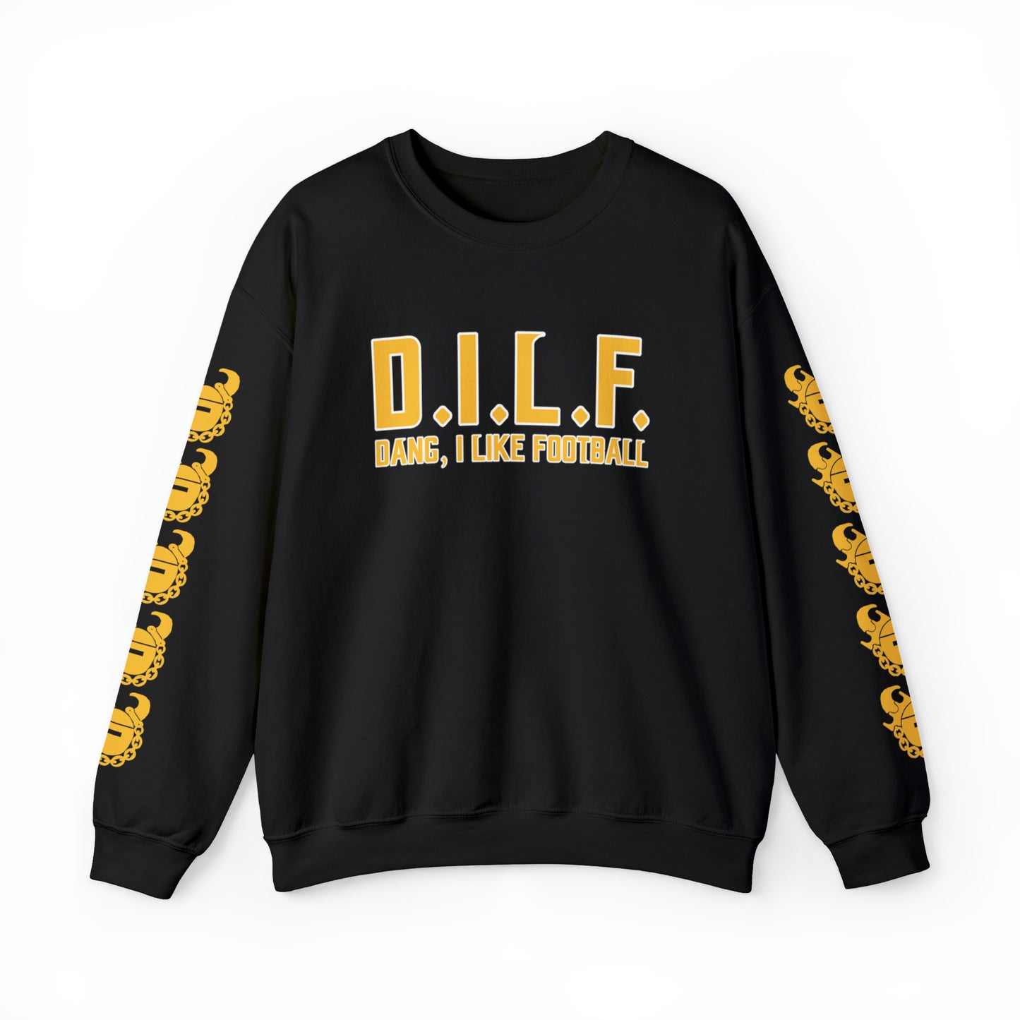 Unisex Heavy Blend™ Crewneck - D.I.L.F. + Game Day Helmet (Sleeves)
