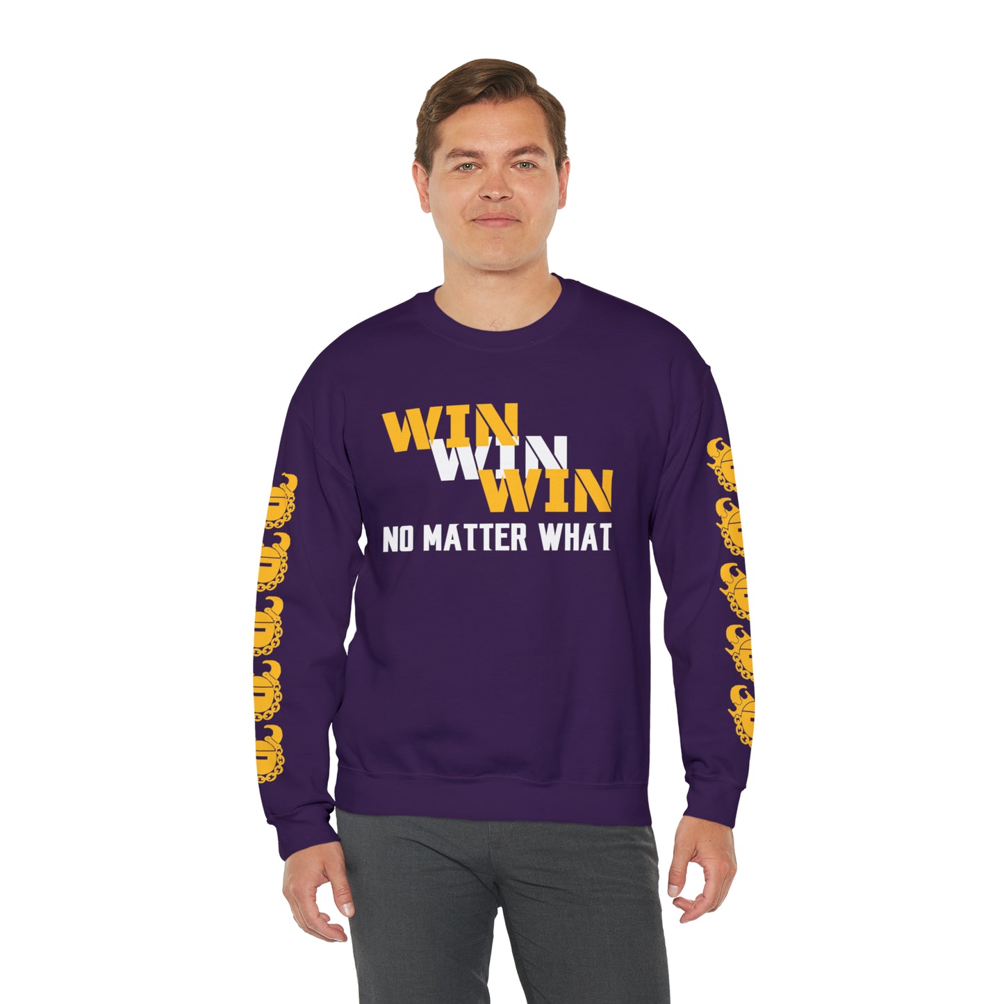 Unisex Heavy Blend™ Crewneck - No Matter What + Game Day Helmet (Sleeves)