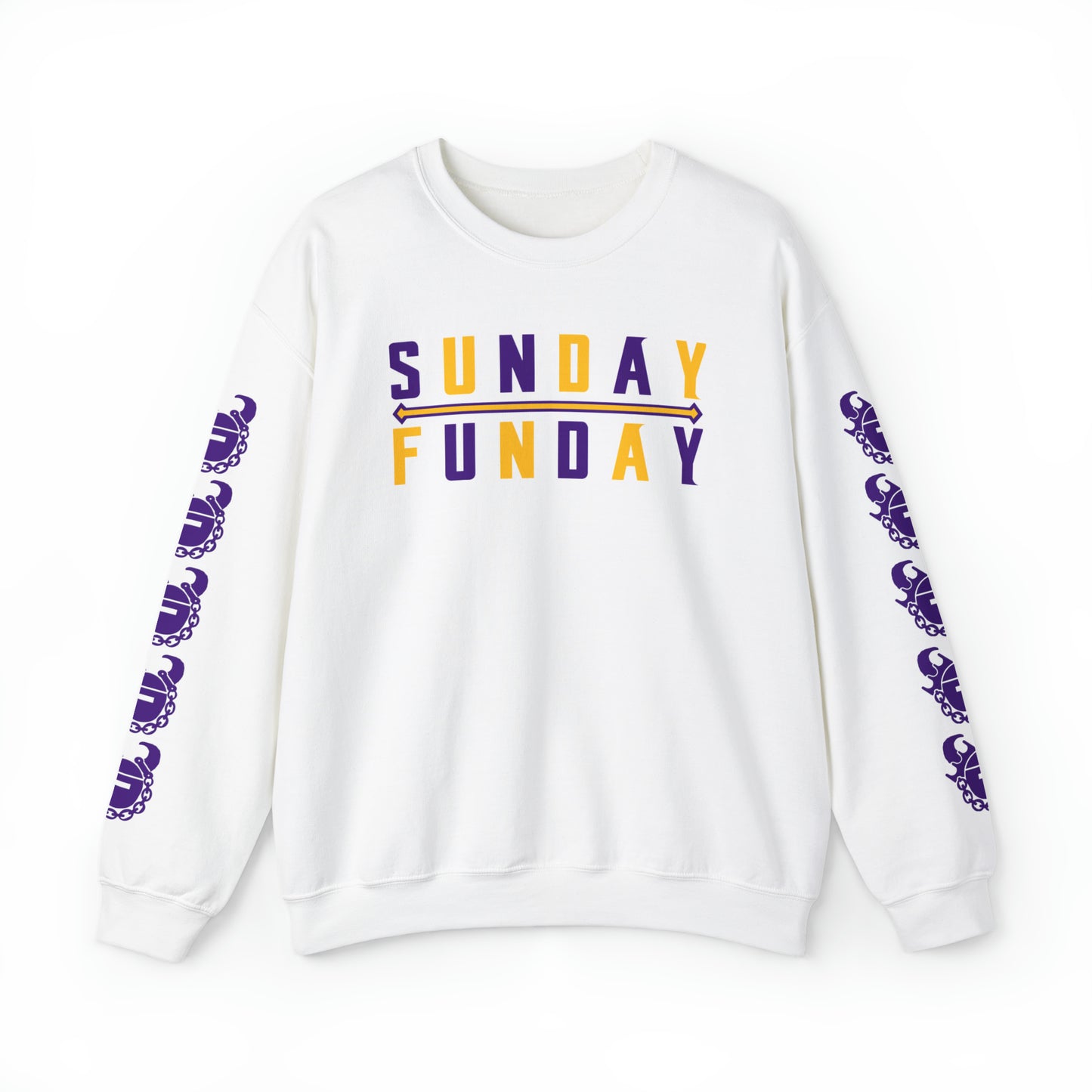 Unisex Heavy Blend™ Crewneck - Sunday FUNday + Game Day Helmet (Sleeves)