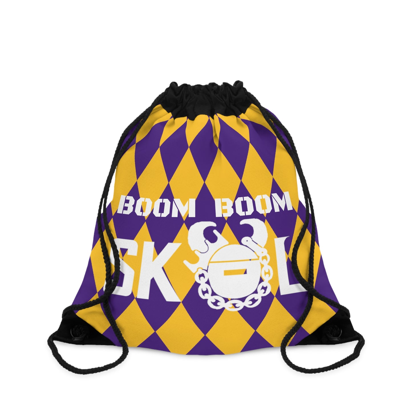 Drawstring Bag - Purple/Gold Diamonds - BOOM BOOM