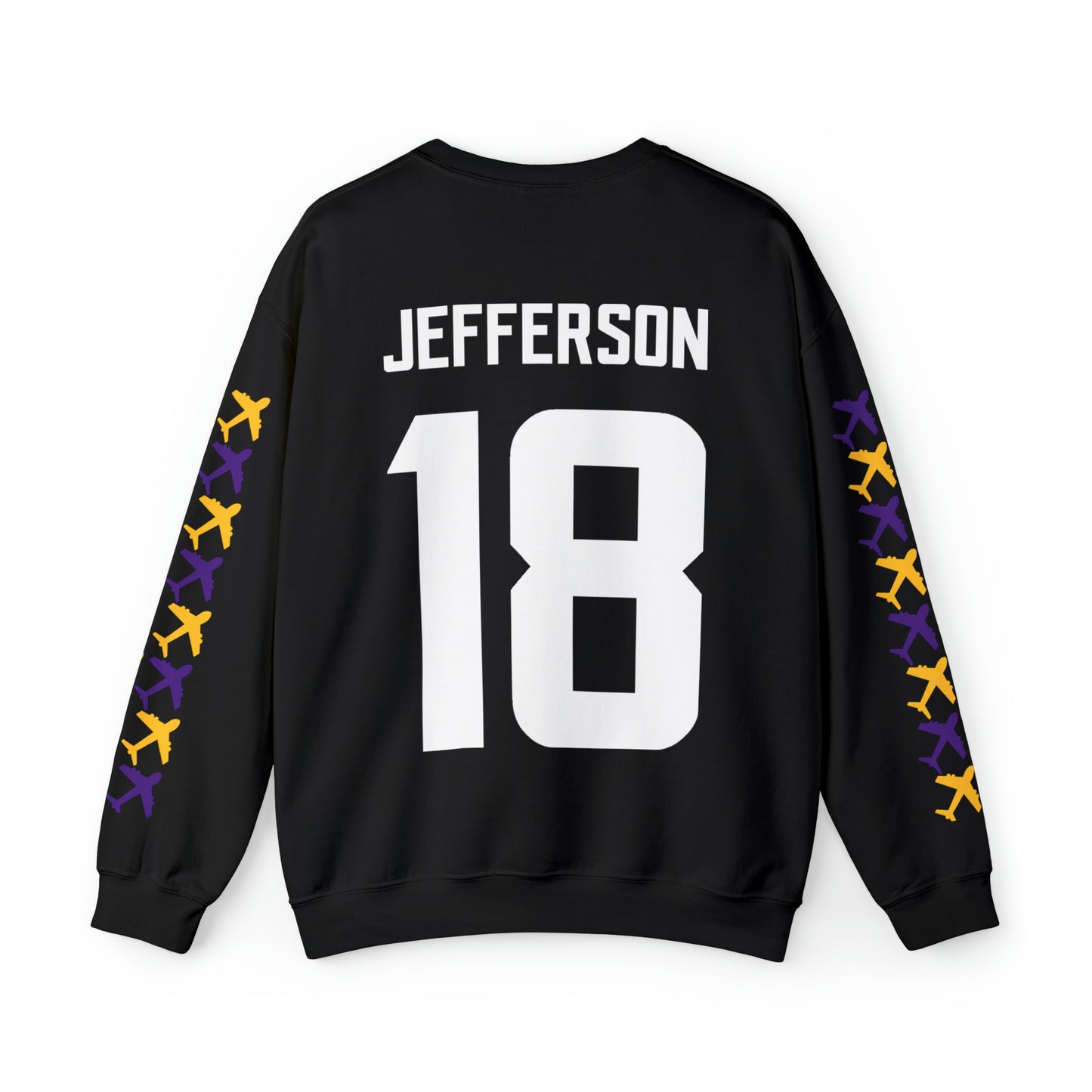 Unisex Heavy Blend™ Crewneck - Jersey #18 + Jet Planes (Sleeves)