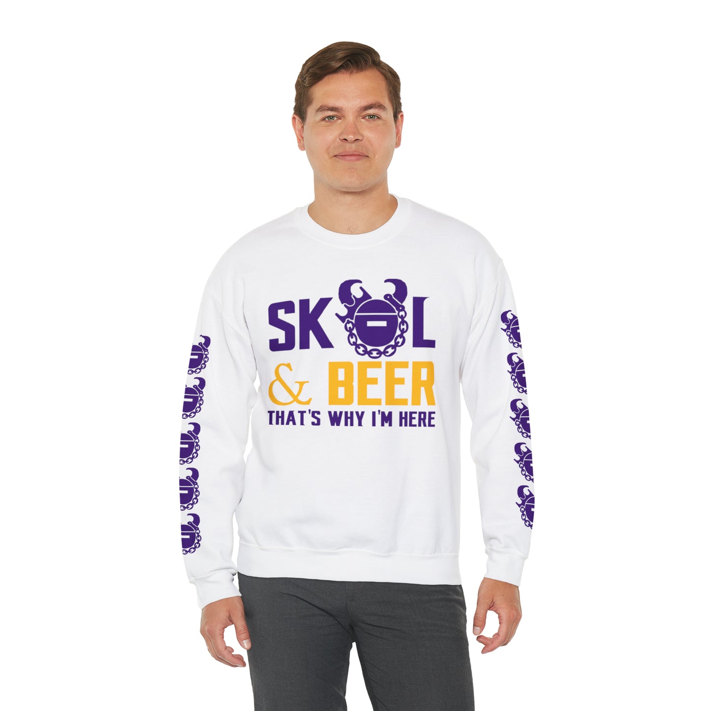 Unisex Heavy Blend™ Crewneck - & BEER + Game Day Helmet (Sleeves)
