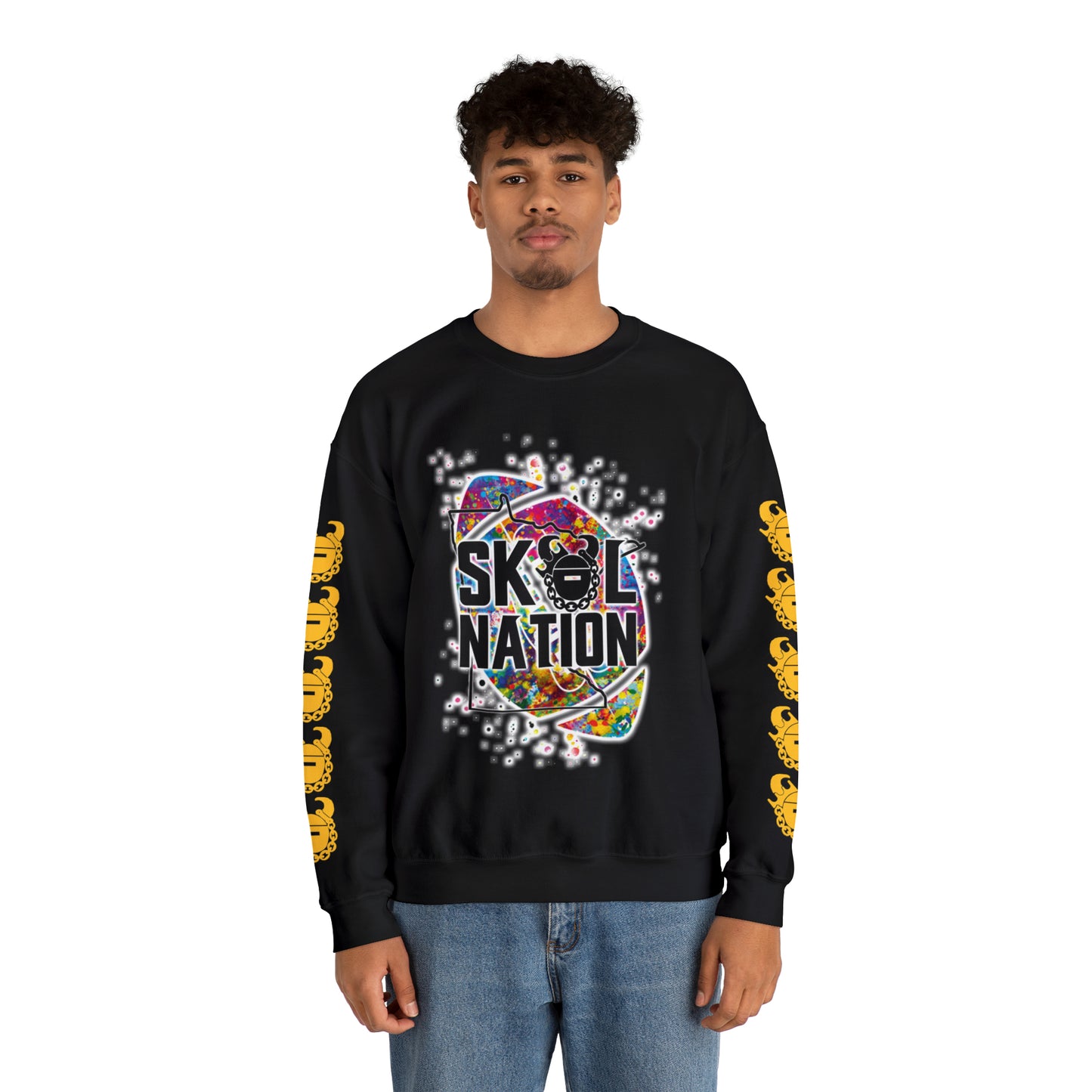 Unisex Heavy Blend™ Crewneck - MN Nation (Color Blast) + Game Day Helmet (Sleeves)