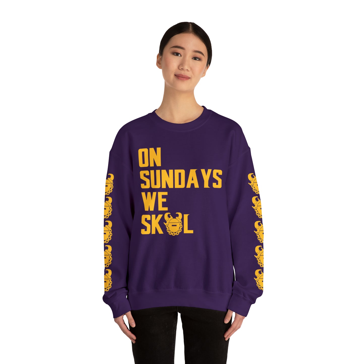 Unisex Heavy Blend™ Crewneck - On Sundays + Game Day Helmet (Sleeves)