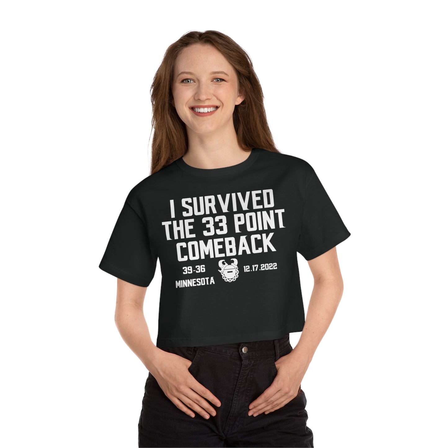 Women's Champion Heritage Cropped Top - Survived the 33 Point Comeback