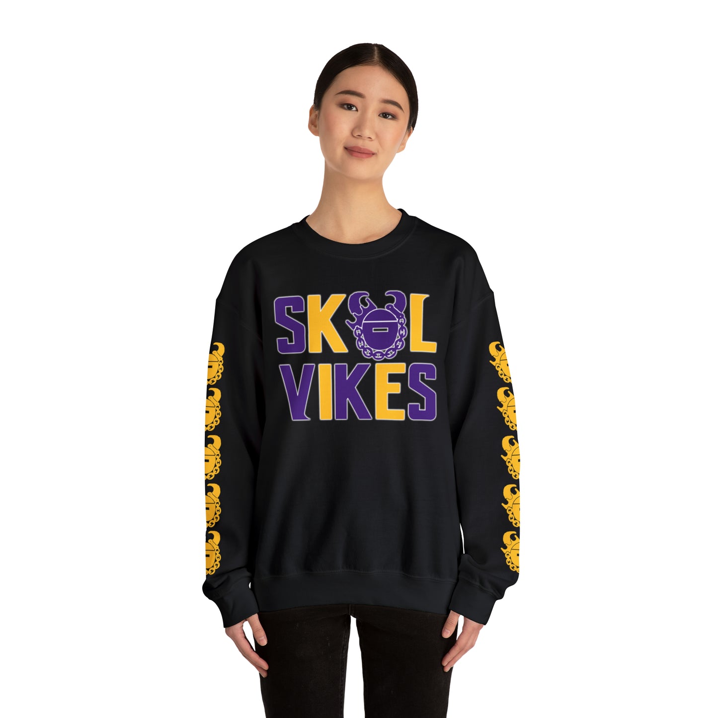 Unisex Heavy Blend™ Crewneck - Vikes + Game Day Helmet (Sleeves)