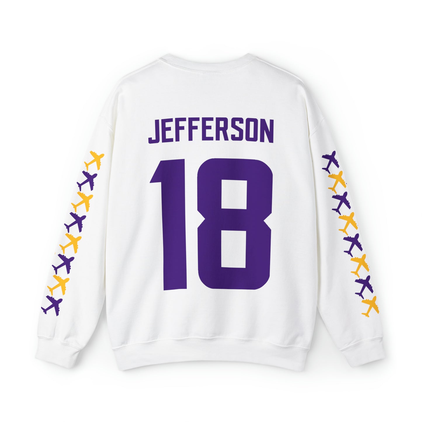 Unisex Heavy Blend™ Crewneck - Jersey #18 + Jet Planes (Sleeves)