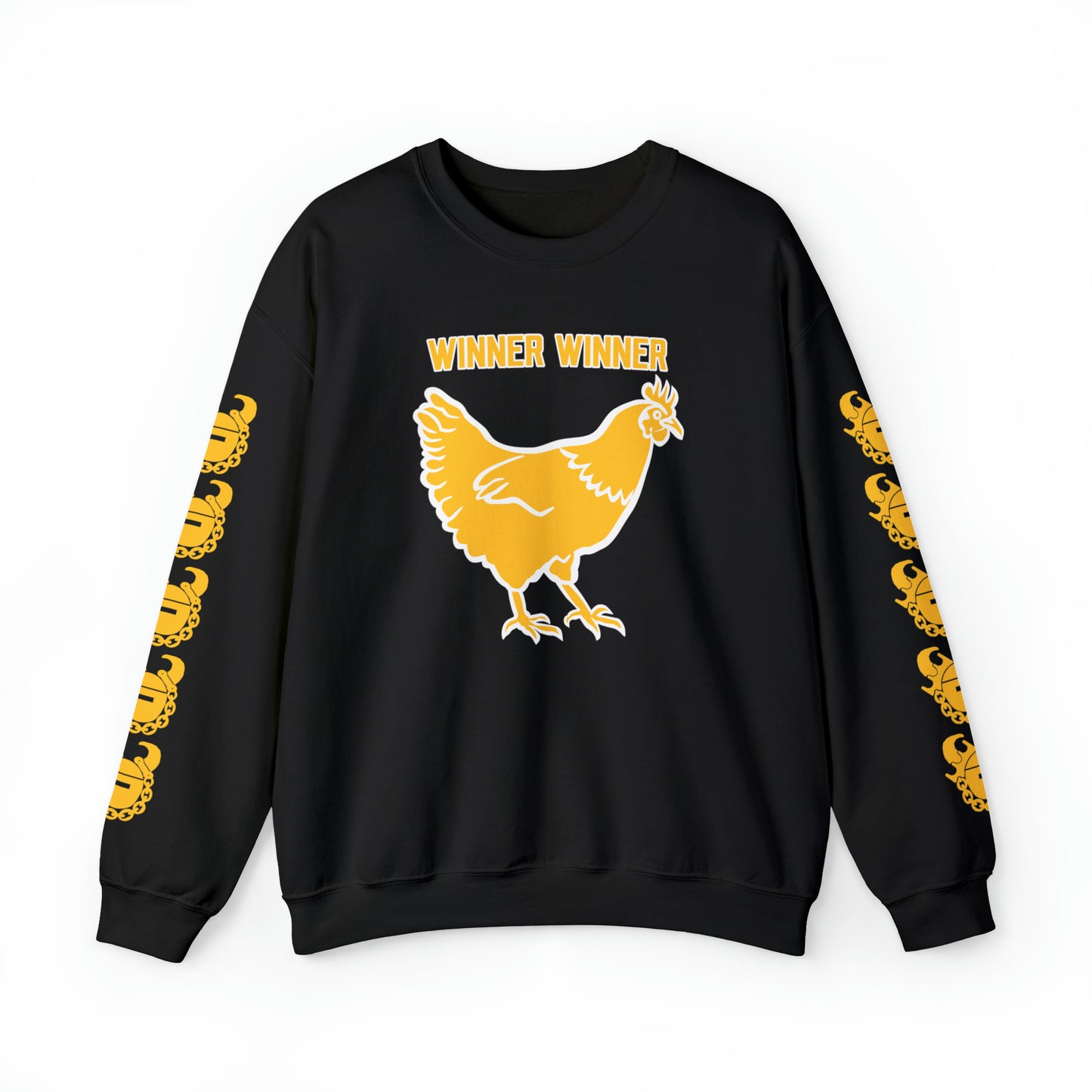 Unisex Heavy Blend™ Crewneck - Winner Winner Chicken Dinner + Game Day Helmet (Sleeves)