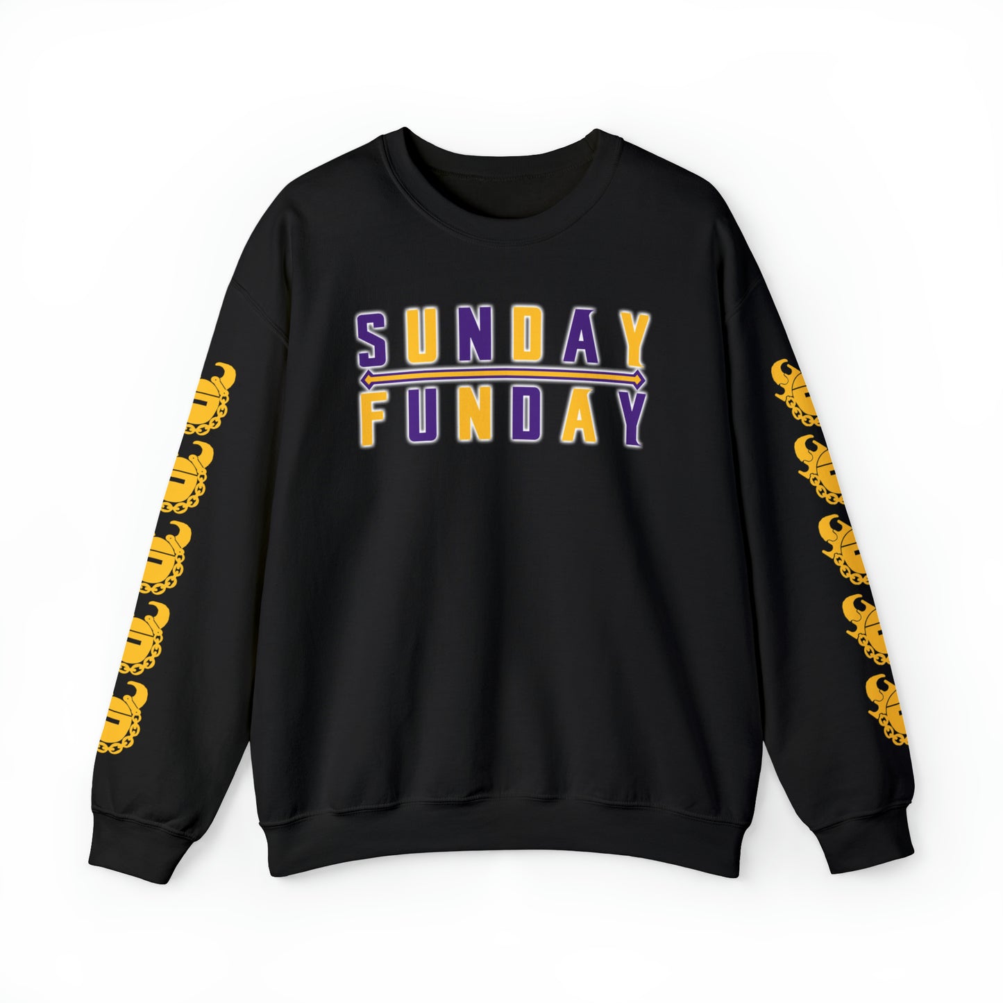 Unisex Heavy Blend™ Crewneck - Sunday FUNday + Game Day Helmet (Sleeves)