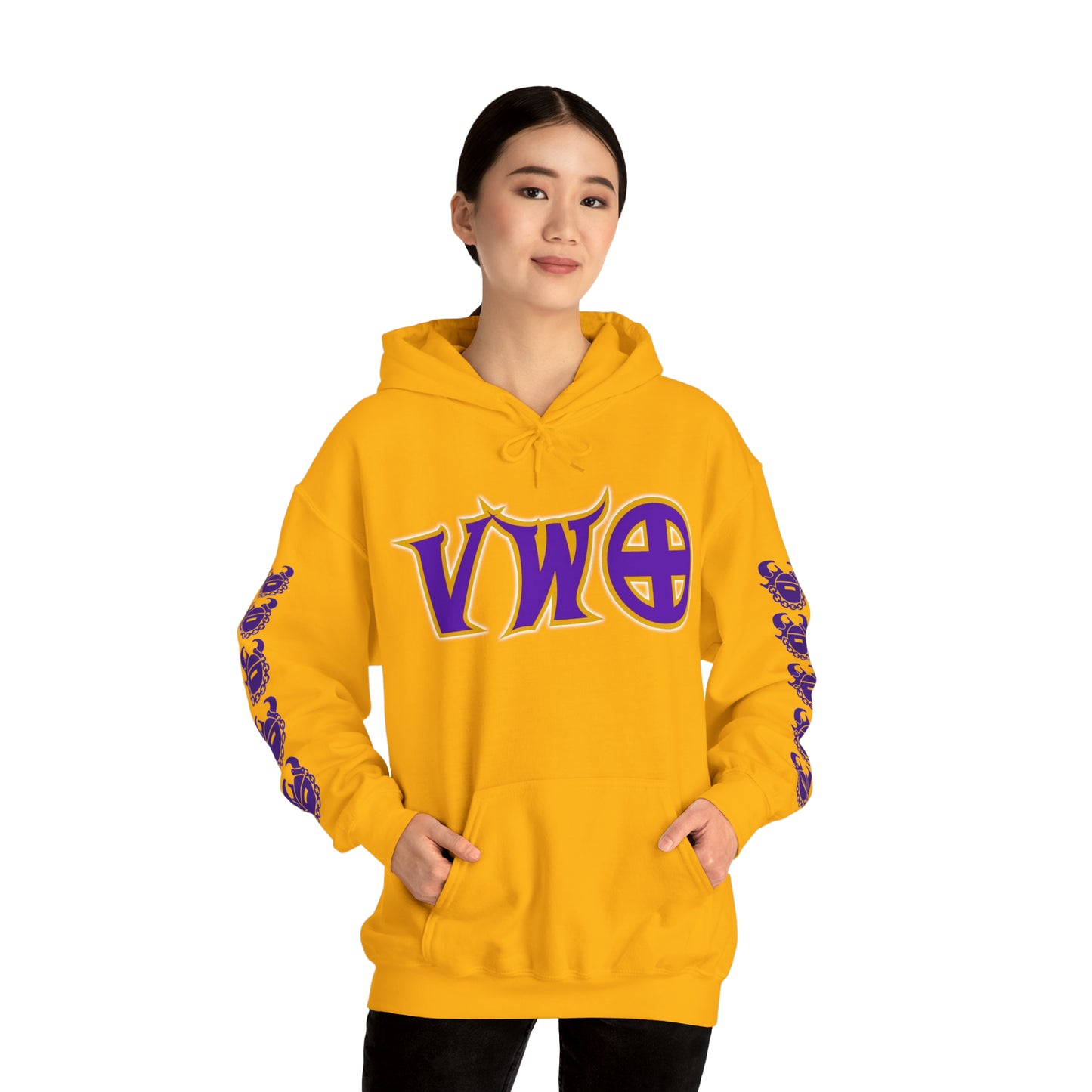 Unisex Heavy Blend™ Hooded Sweatshirt - V-W-O + Game Day Helmet (Sleeves)