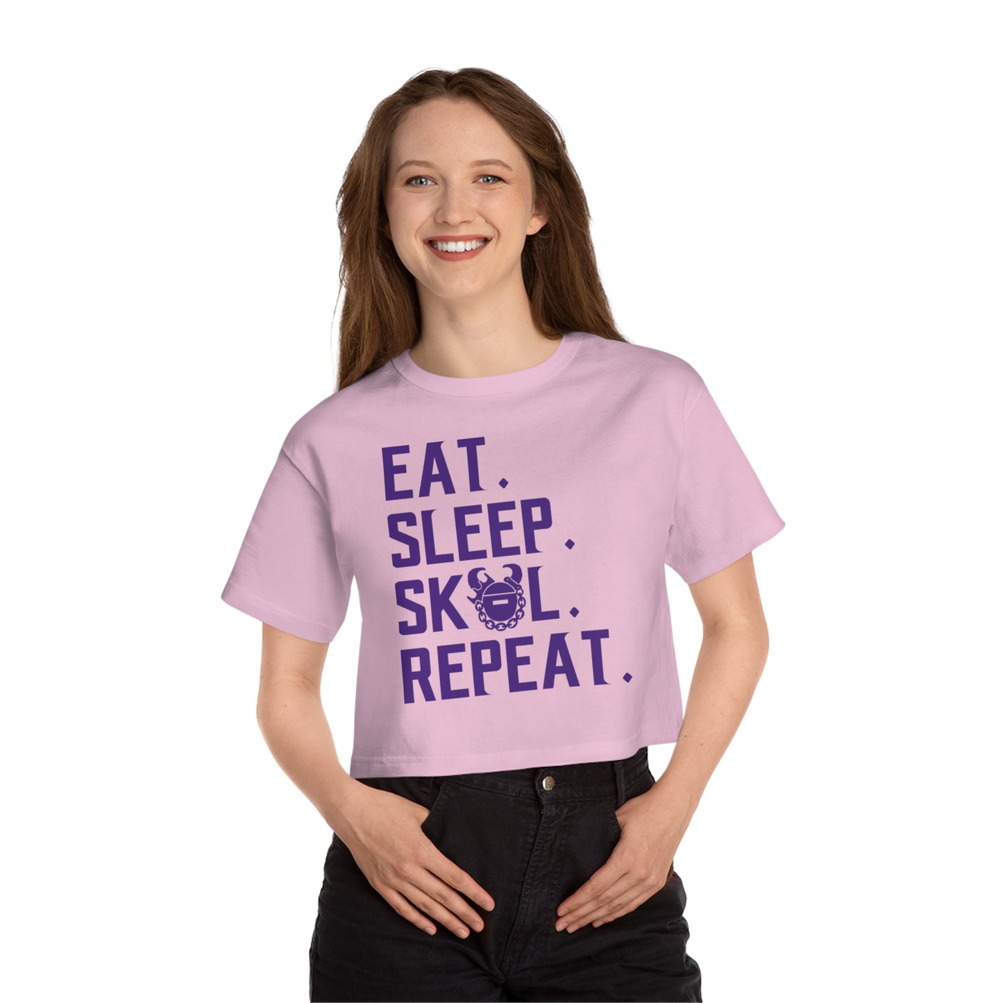 Women's Champion Heritage Cropped Top - Eat. Sleep. Repeat.