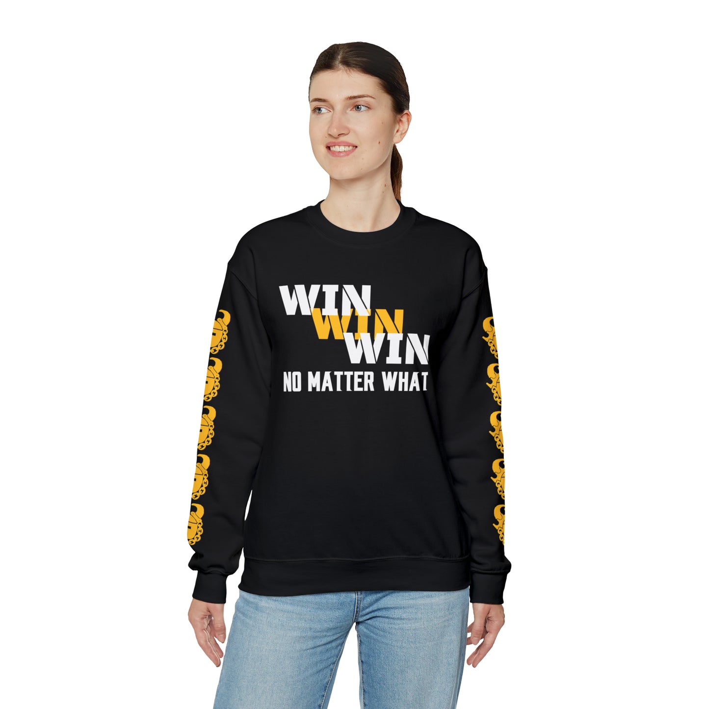 Unisex Heavy Blend™ Crewneck - No Matter What + Game Day Helmet (Sleeves)
